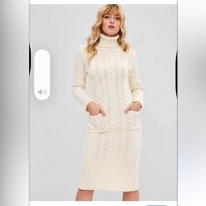 Rachel Zoe Ivory Knit‎ Long Sleeve Dress